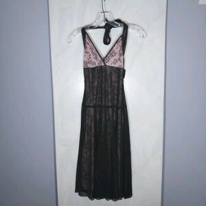 Vtg 90's Trixxi Babydoll Halter Dress M Whimsigoth Dark Romantic Fairy Y2K Boho